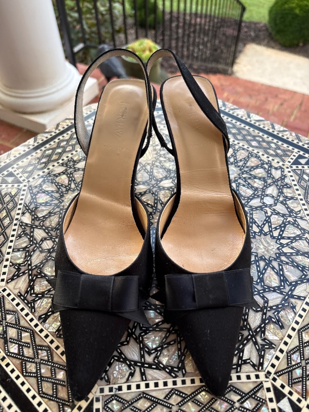 Black satin sling back J.Crew, ladies, heel size 9 excellent used condition